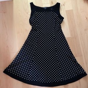 LIKE NEW: Chaps Fit & Flare Dress - Navy Polka Dot